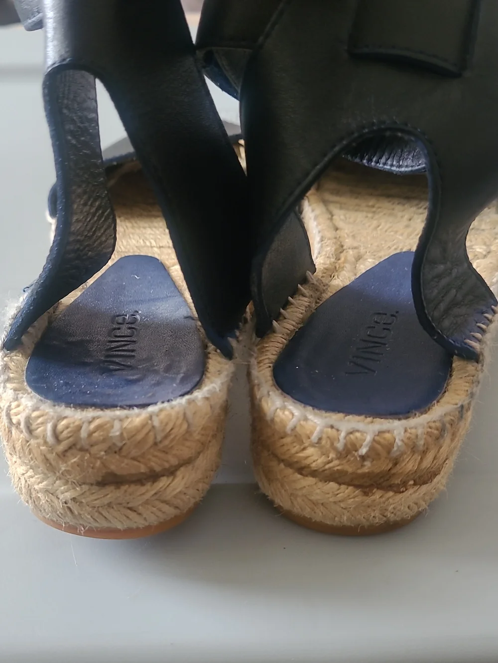 VINCE. Wedge Espadrille Sandals in Navy Blue - Women's Size 5